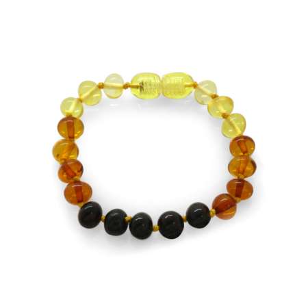 Gökkuşağı Rengi Doğal Damla Kehribar Bebek Bileklik - Tesbihane