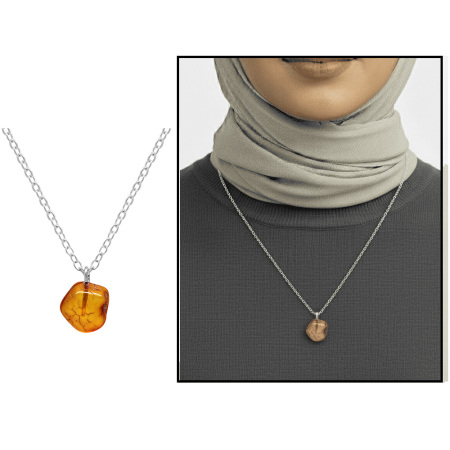 Doğal Form Gün Batımı Renkli Hakiki Damla Taşlı Kolye - Tesbihane