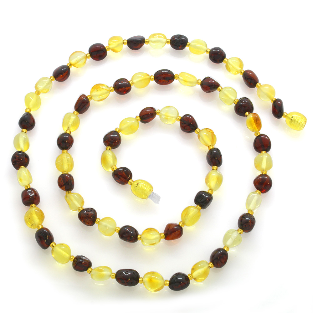 Çok Renkli Doğal Damla Kehribar Bayan Kolye - 3