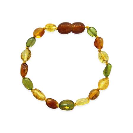 Doğal Form Çok Renkli Doğal Damla Taşlı Kehribar Bebek Bileklik - Tesbihane