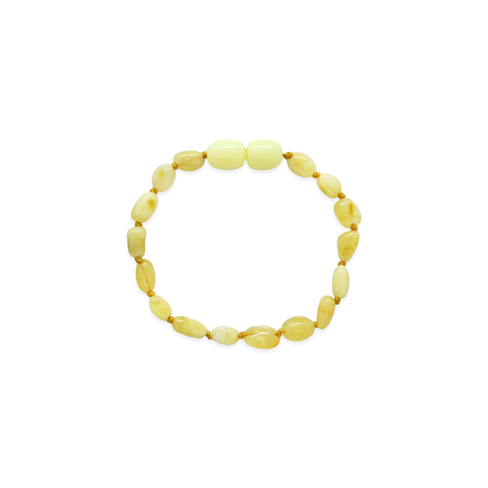 Doğal Form Sarı Beyaz Renk Doğal Damla Kehribar Bebek Bileklik - 1