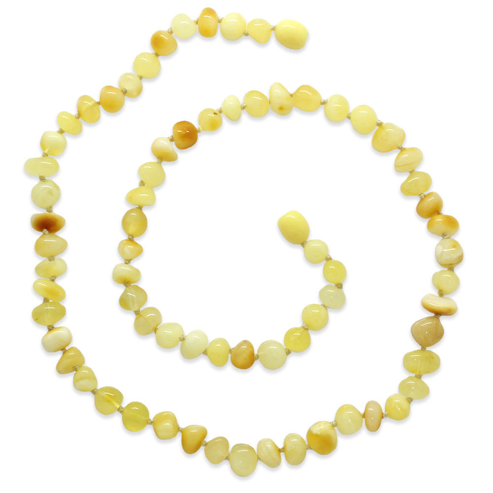 Doğal Form Sarı Beyaz Renkli Hakiki Damla Kehribar Kadın Kolye - 4