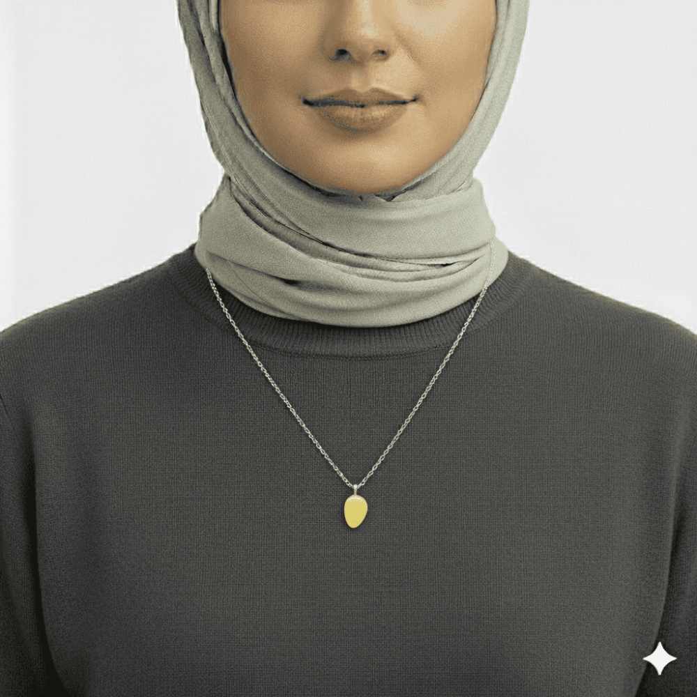 Doğal Form Sarı Renk Doğal Damla Taşlı Kolye - 2