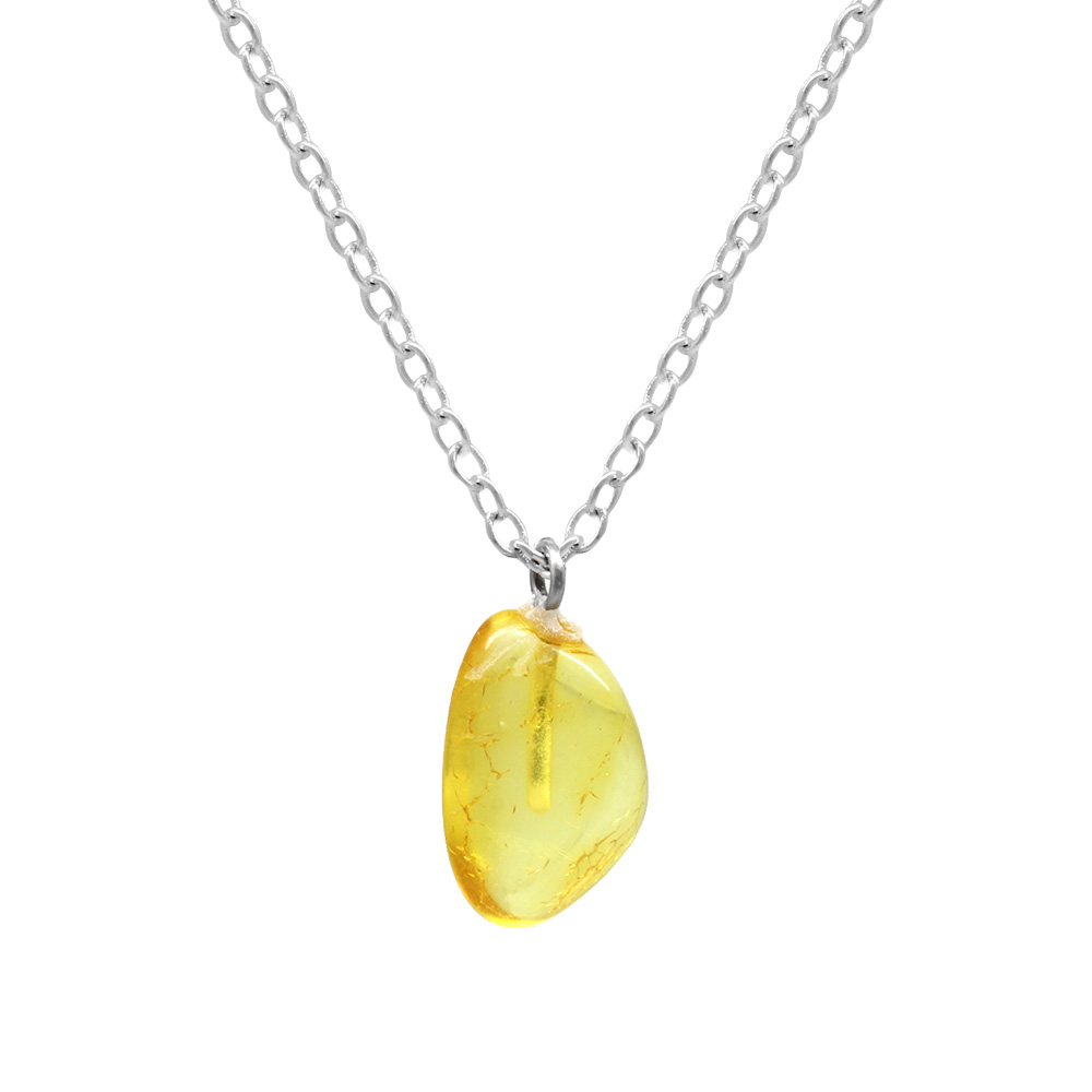 Doğal Form Soft Sarı Renk Hakiki Damla Taşlı Kolye - 4