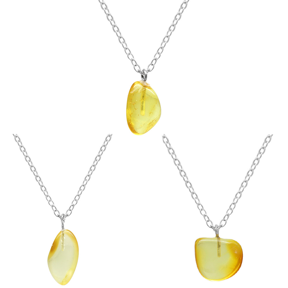 Doğal Form Soft Sarı Renk Hakiki Damla Taşlı Kolye - 5
