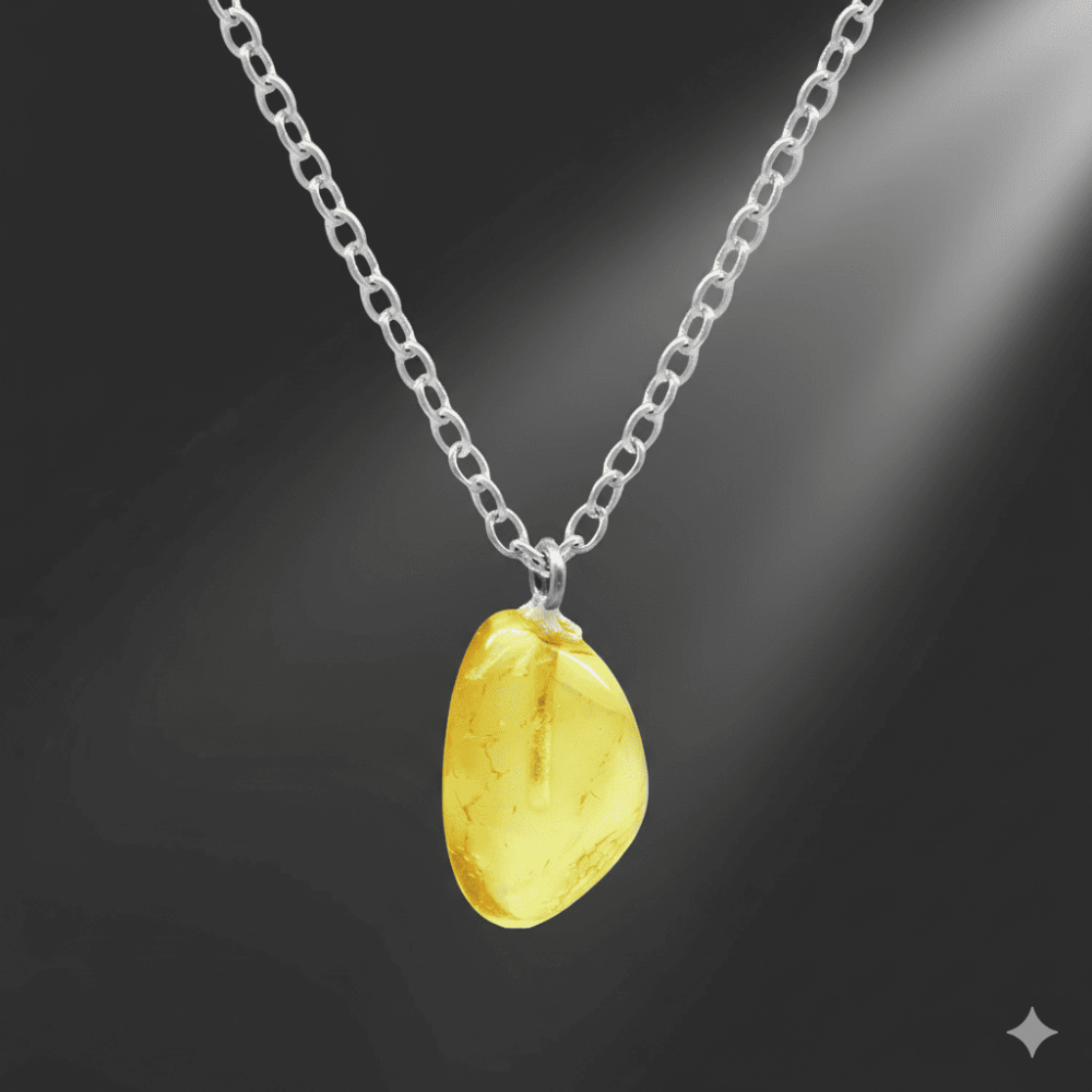 Doğal Form Soft Sarı Renk Doğal Damla Taşlı Kolye - 3