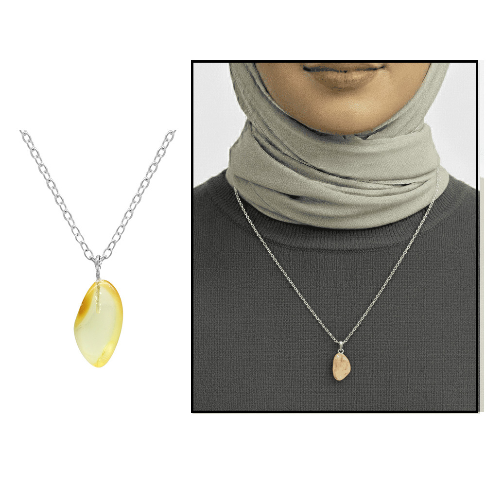 Doğal Form Soft Sarı Renk Doğal Damla Taşlı Kolye - 1