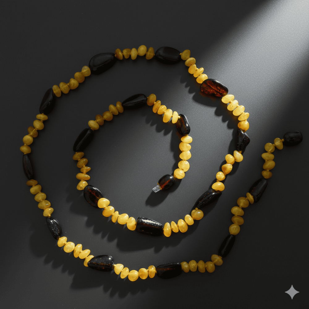 Doğal Form Turuncu Koyu Kırmızı Hakiki Damla Taşlı Kehribar Kadın Kolye - 3