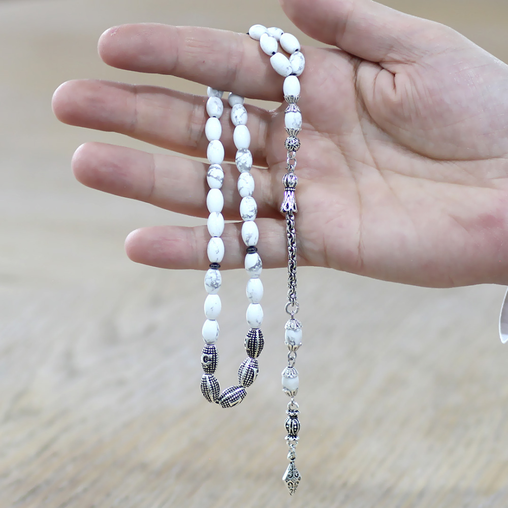 Doğaltaş Havlit Tesbih - Kararmaz Metal Arnavut Püsküllü - Kişiye Özel İsim Yazılı - Arpa Kesim - 2