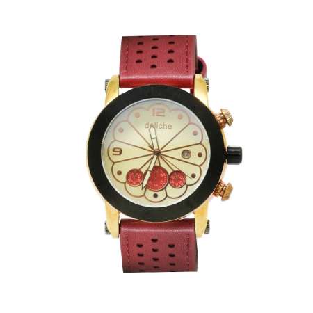 TH-PRC5003 Doliche Kırmızı Deri Kordonlu Erkek Kol Saati - Tesbihane