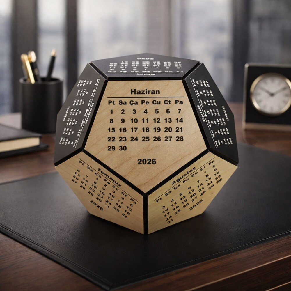 Dört Mevsim Renklendirmeli Üç Boyutlu Masaüstü 2026 Ahşap Takvim - 1