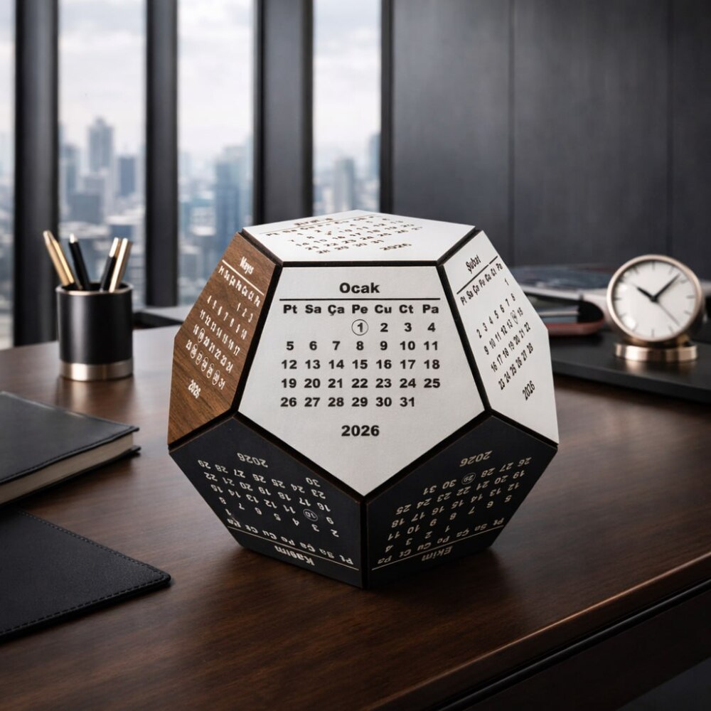 Dört Mevsim Renklendirmeli Üç Boyutlu Masaüstü 2026 Ahşap Takvim - 2