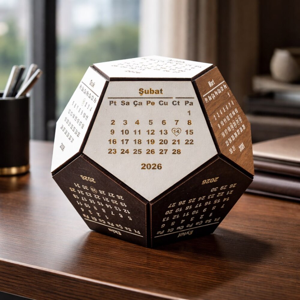 Dört Mevsim Renklendirmeli Üç Boyutlu Masaüstü 2026 Ahşap Takvim - 3