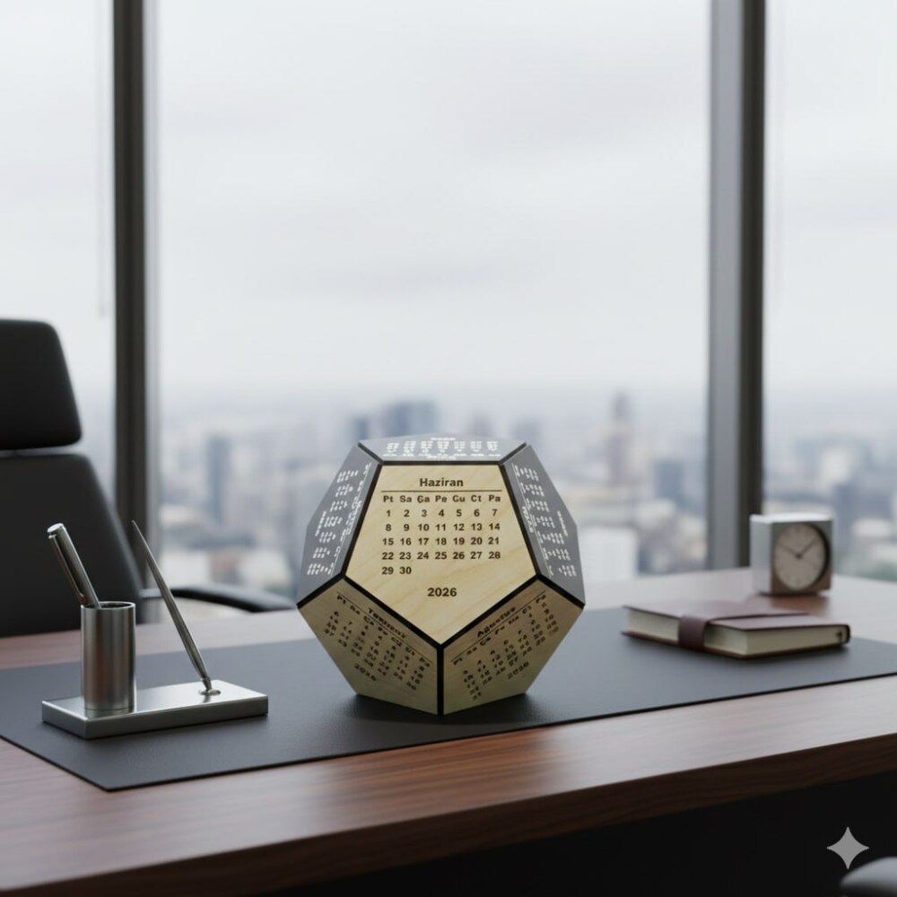 Dört Mevsim Renklendirmeli Üç Boyutlu Masaüstü 2026 Ahşap Takvim - 6