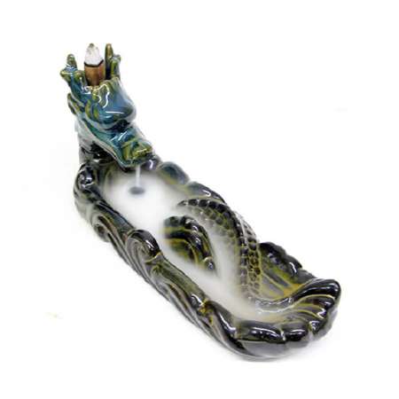 Ejderha Tasarım Mix Renkli Geri Akışkanlı Seramik Tütsülük - Tesbihane