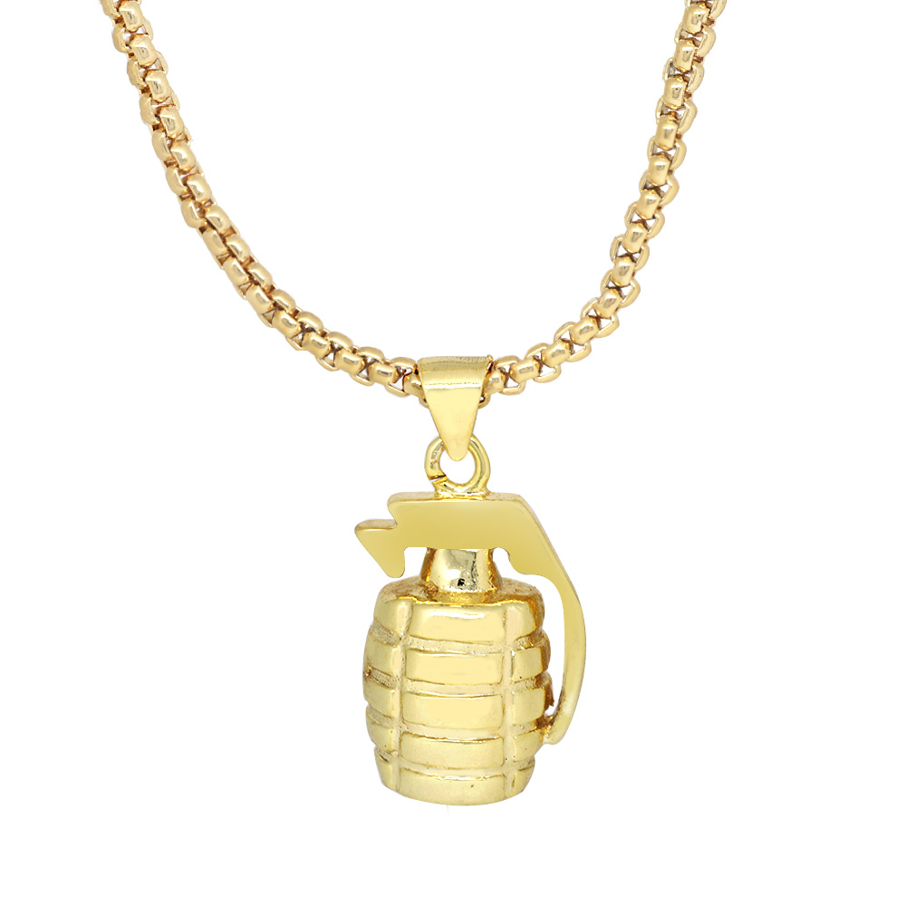 El Bombası Tasarım Gold Renk Zincir Pirinç Kolye - 3