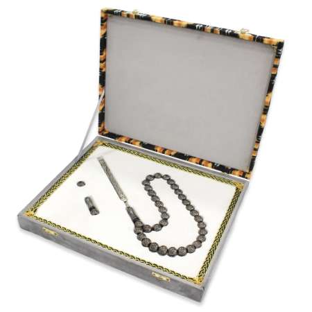 16000 Adet 10 Sıra Gümüş Çeşmi Bülbül Çakım 16 lı Kamçı Püsküllü Mega Boy Erzurum Oltu Taşı Tesbih - Tesbihane