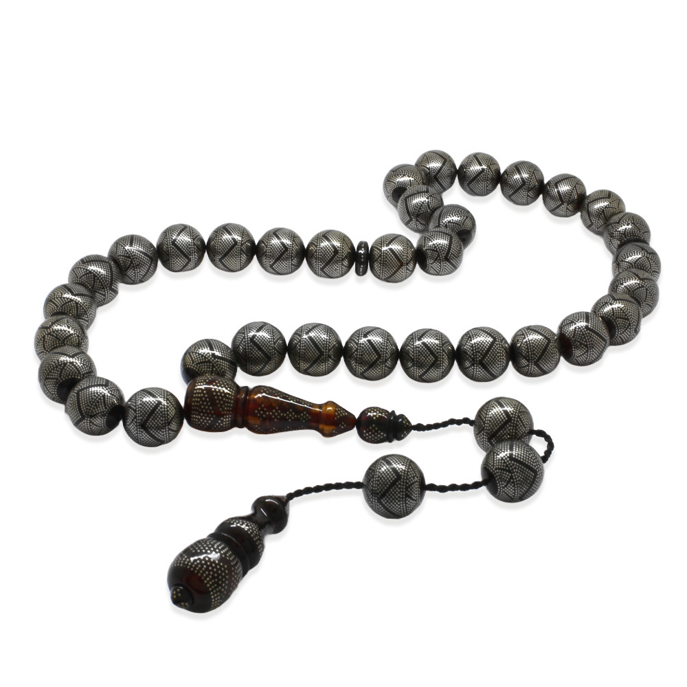 Premium Kutulu 45300 Adet Alloy Çakım İsmail Ekelik Usta Eseri Mega Boy Yeşil Ateş Kehribar Tesbih - 3