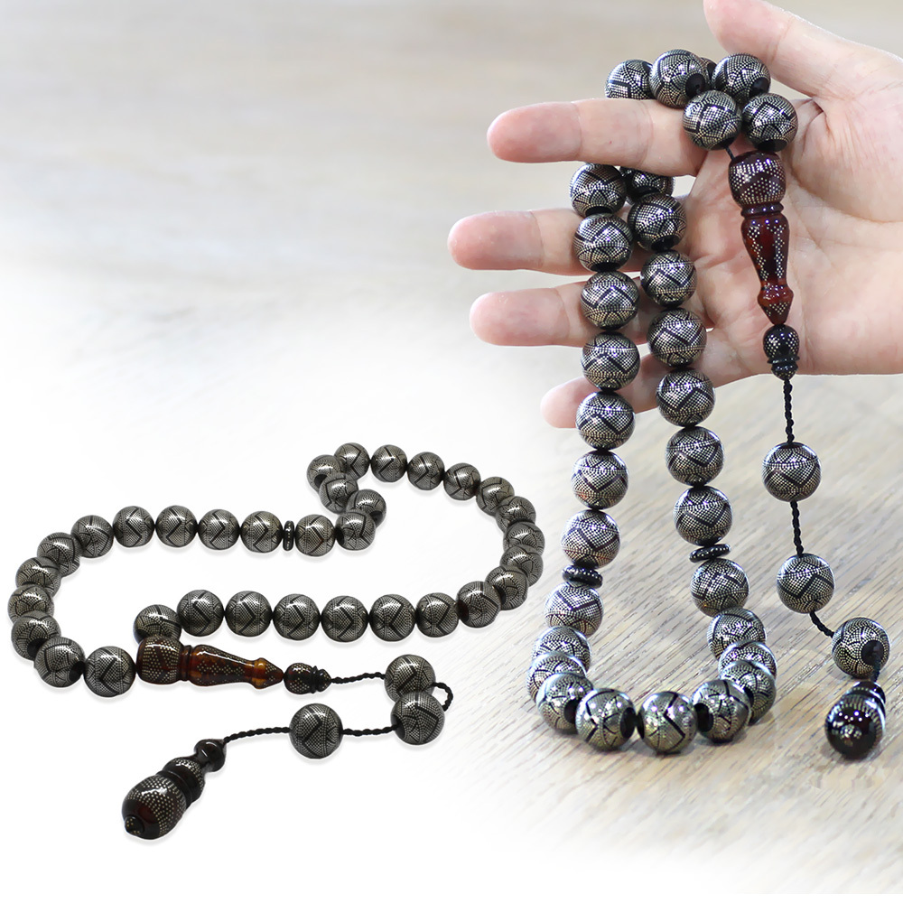 Premium Kutulu 45300 Adet Alloy Çakım İsmail Ekelik Usta Eseri Mega Boy Yeşil Ateş Kehribar Tesbih - 2