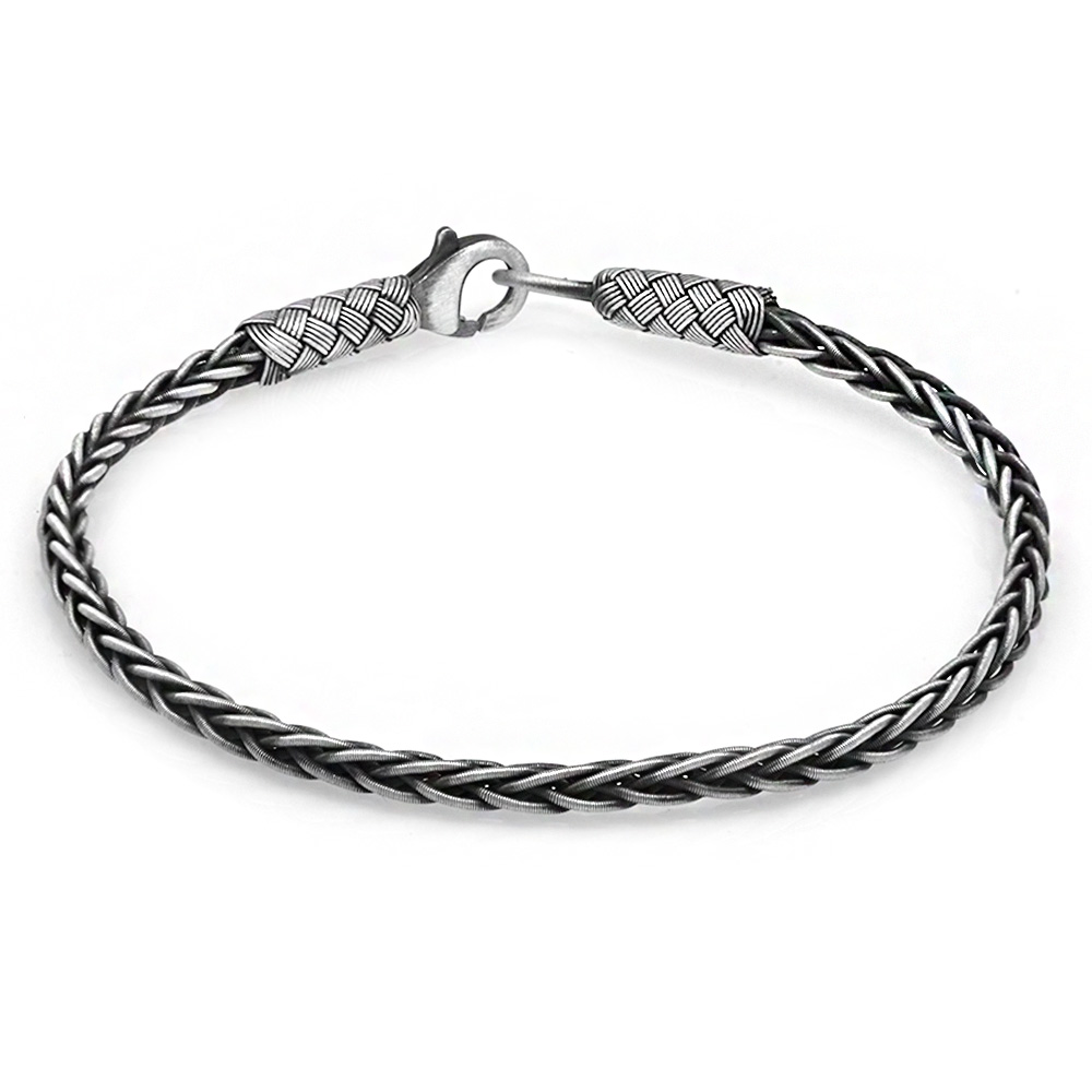 El İşçiliği Foxtail Tasarım 1000 Ayar Gümüş Kazaz Erkek Bileklik - 3