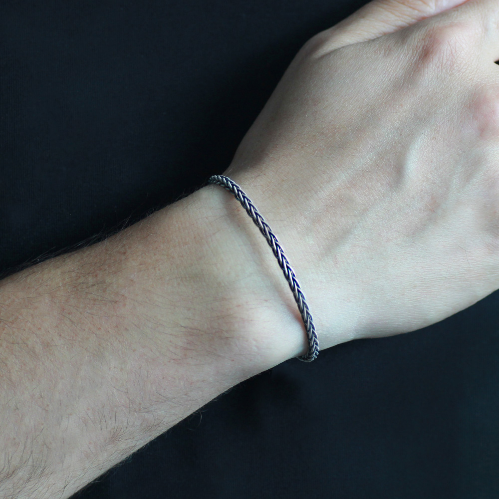 El İşçiliği Foxtail Tasarım 1000 Ayar Gümüş Kazaz Erkek Bileklik - 2