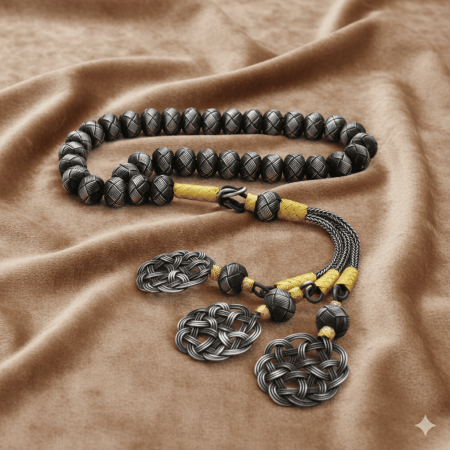 El İşçiliği Küre Kesim Oksitli Gümüş Renk Büyük Boy 1000 Ayar Gümüş Kazaz Tesbih - Tesbihane