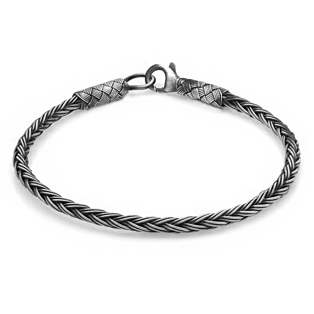 El İşçiliği Modern Foxtail Tasarım 1000 Ayar Gümüş Kazaz Erkek Bileklik - 3