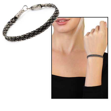 El İşçiliği Modern Tasarım 1000 Ayar Gümüş Kazaz Kadın Bileklik - Tesbihane