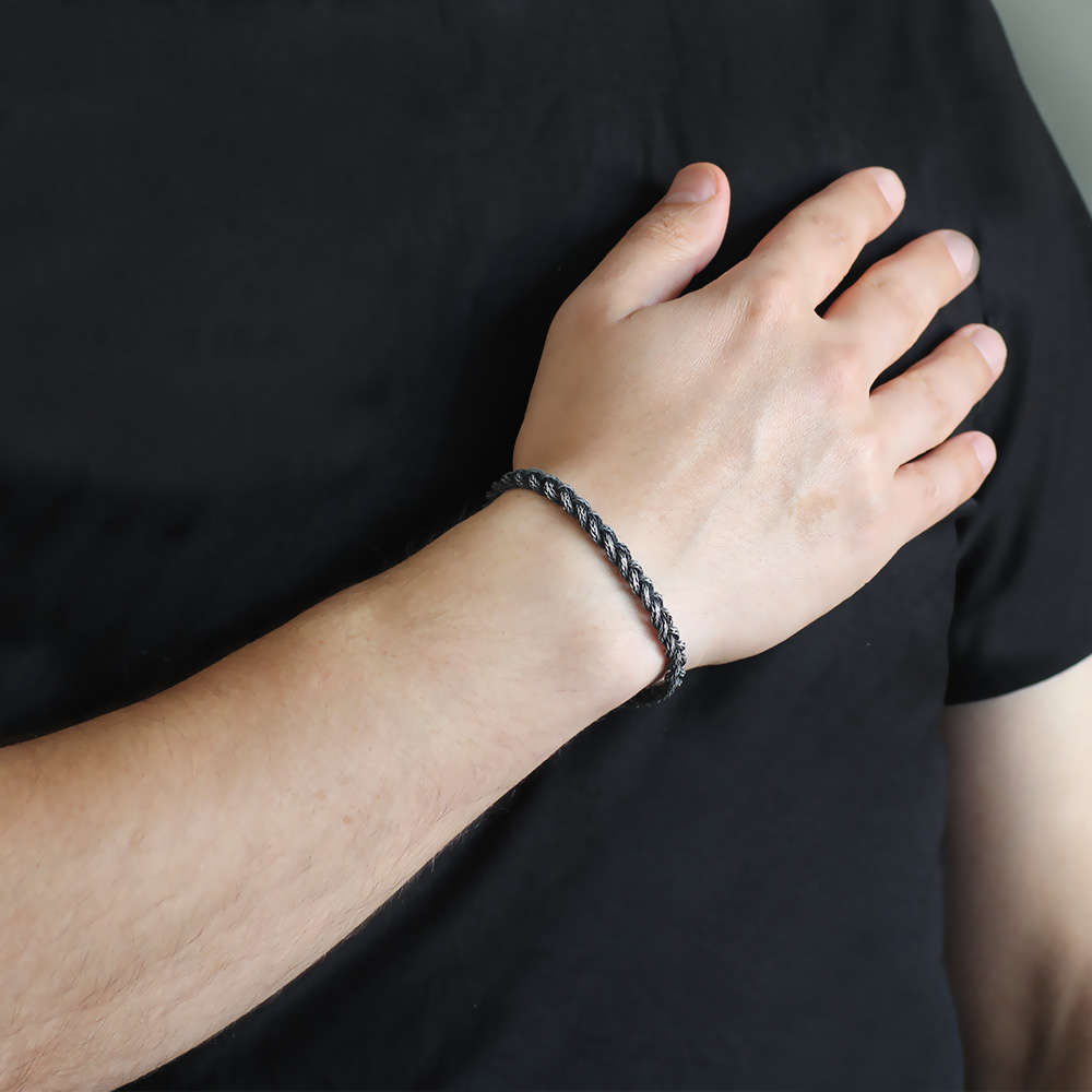 El İşçiliği Örgü Tasarım 1000 Ayar Gümüş Kazaz Bileklik - 3