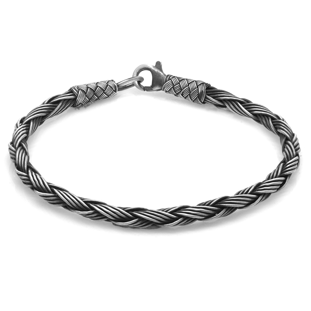 El İşçiliği 4 lü Örgü Tasarım 1000 Ayar Gümüş Kazaz Erkek Bileklik - 3