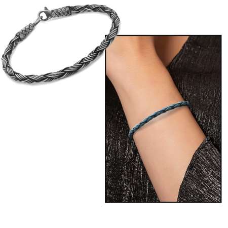 El İşçiliği 4 lü Örgü Tasarım 1000 Ayar Gümüş Kazaz Kadın Bileklik - Tesbihane