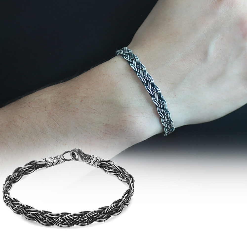 El İşçiliği Özel Tasarım 1000 Ayar Gümüş Kazaz Erkek Bileklik - 1