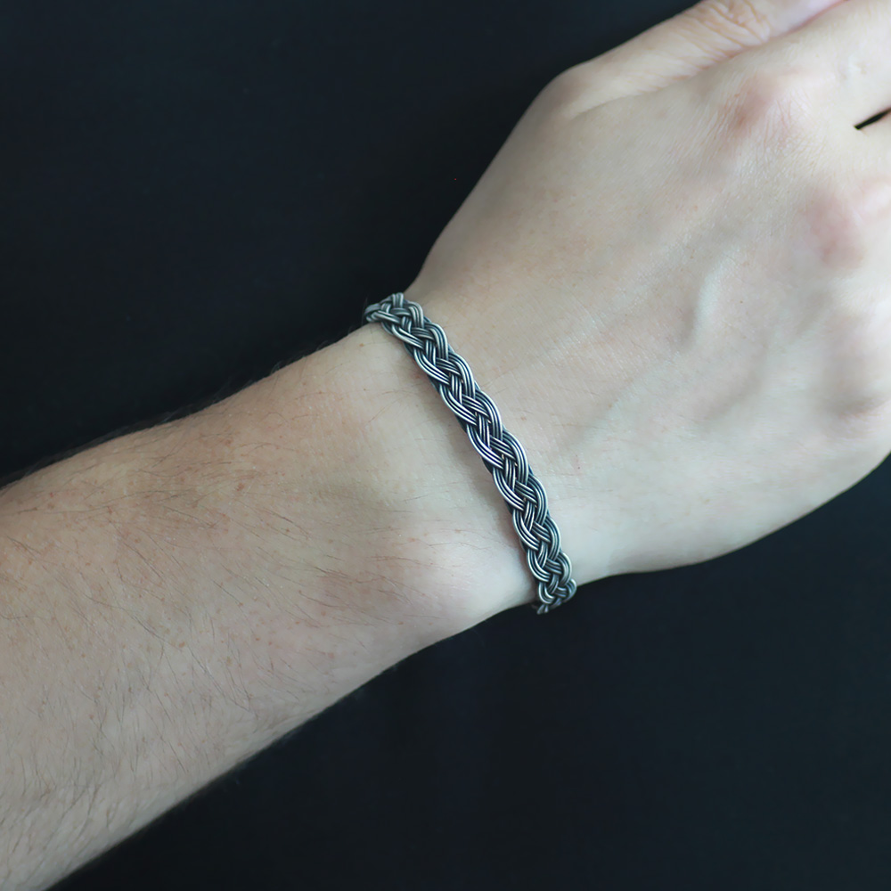 El İşçiliği Özel Tasarım 1000 Ayar Gümüş Kazaz Erkek Bileklik - 2