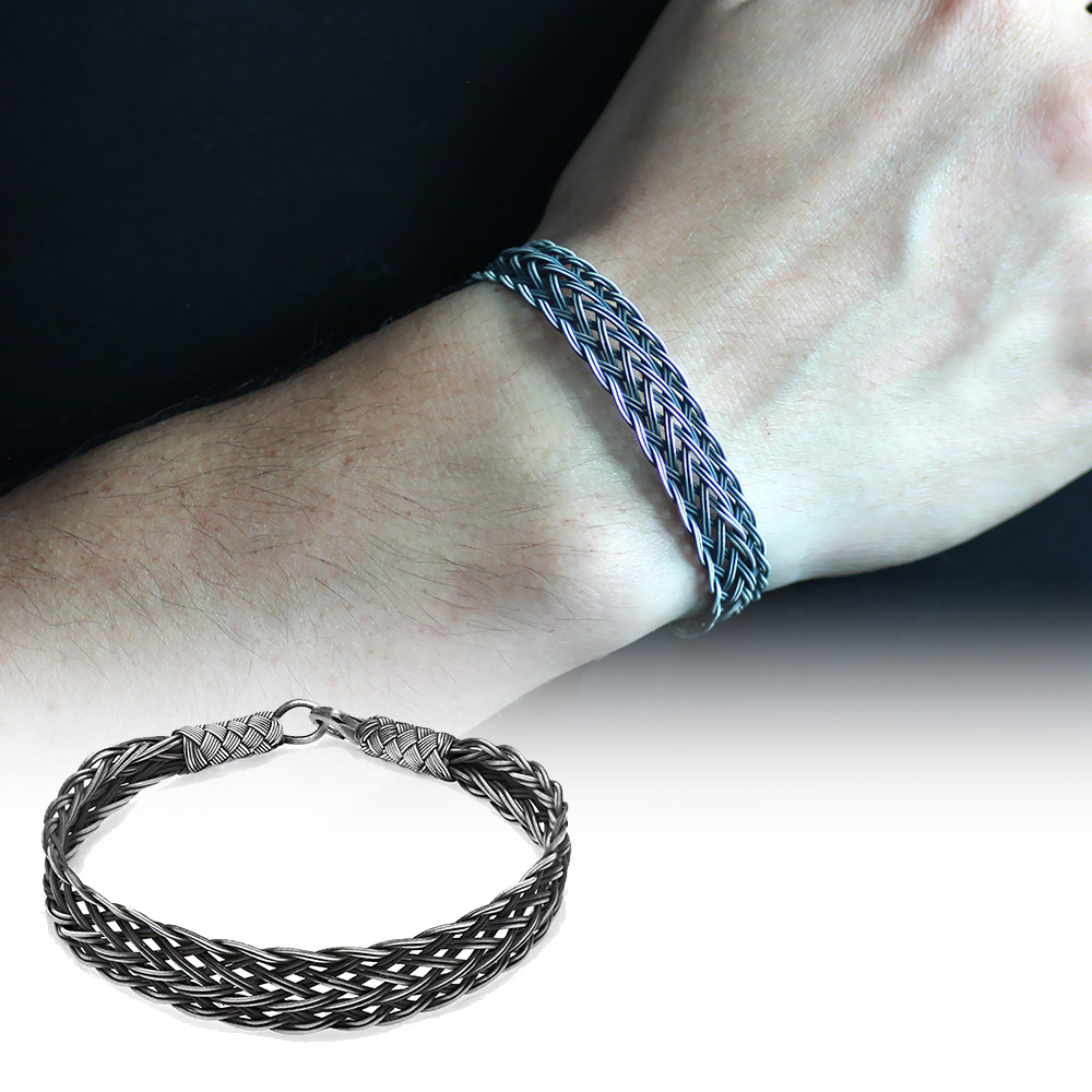 El İşçiliği Özel Tasarım Avangard 1000 Ayar Gümüş Kazaz Erkek Bileklik - 2