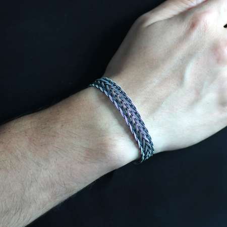 El İşçiliği Özel Tasarım Avangard 1000 Ayar Gümüş Kazaz Erkek Bileklik - Tesbihane