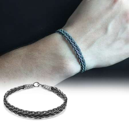 El İşçiliği Zarif Tasarım 1000 Ayar Gümüş Kazaz Erkek Bileklik - Tesbihane