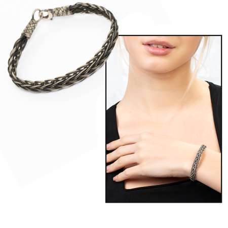 El İşçiliği Zarif Tasarım 1000 Ayar Gümüş Kazaz Kadın Bileklik - Tesbihane