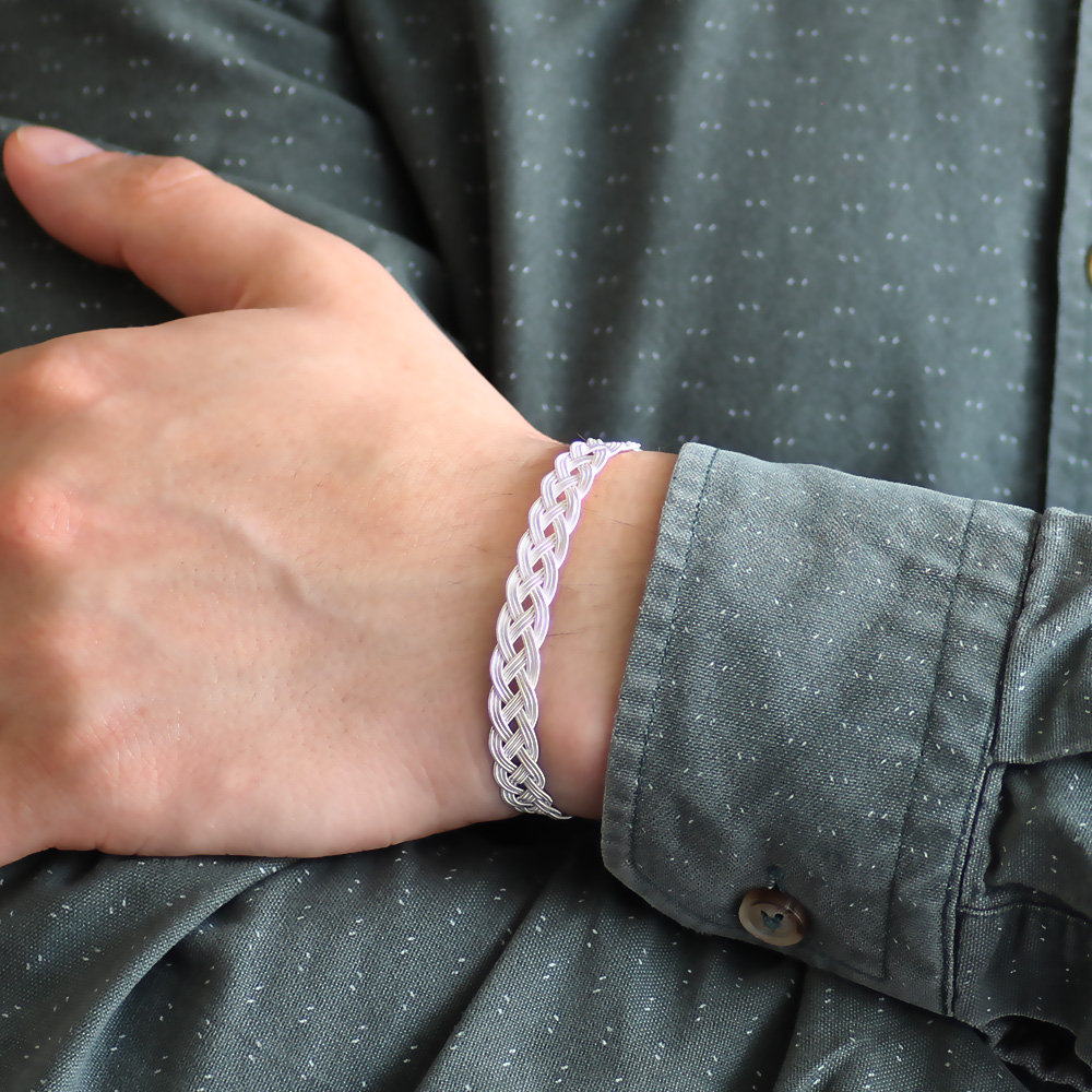 El İşçiliği Gümüş Renk 1000 Ayar Gümüş Kazaz Bileklik - 5