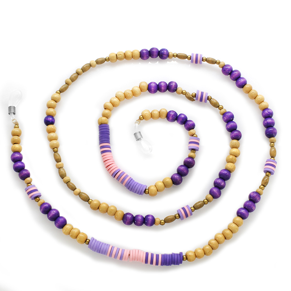 El Yapımı Mor Renk Geçişli Etnik Ahşap Kombinli Otantik Gözlük Askısı - 2