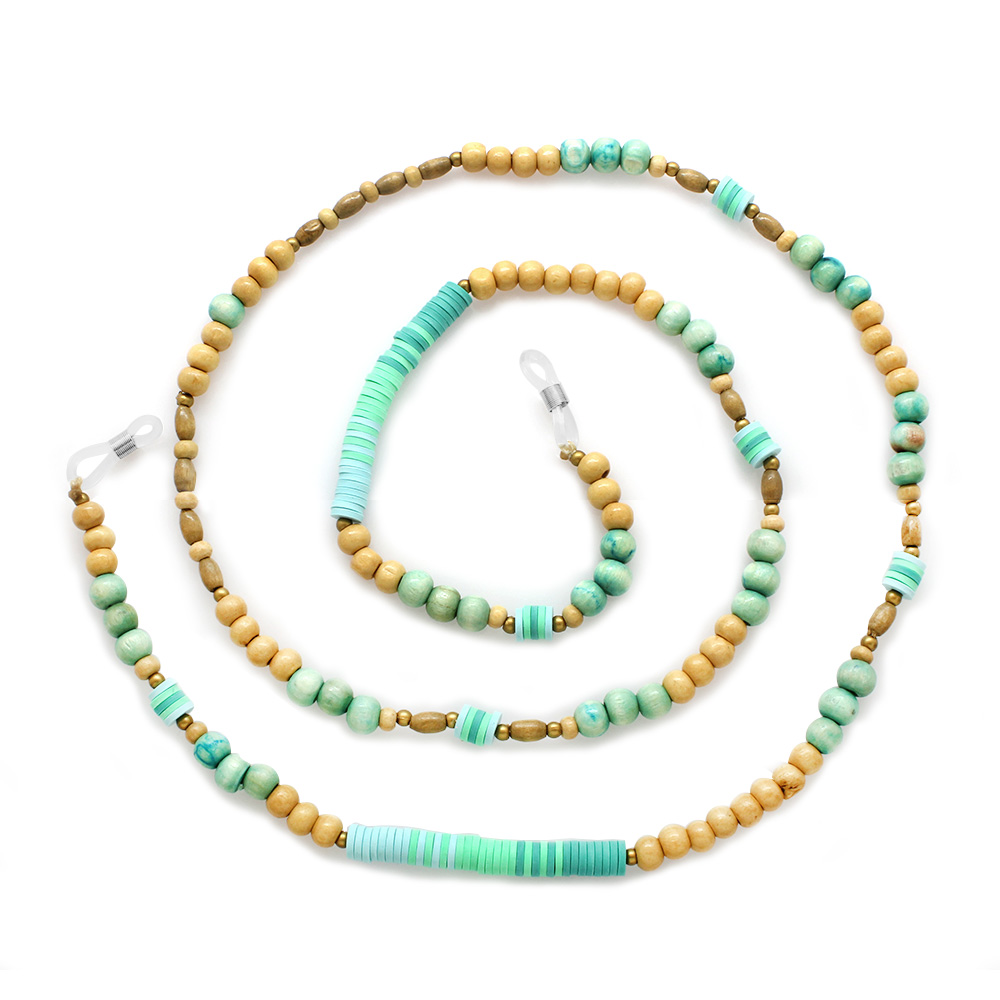 El Yapımı Turkuaz Renk Geçişli Etnik Ahşap Kombinli Otantik Gözlük Askısı - 2