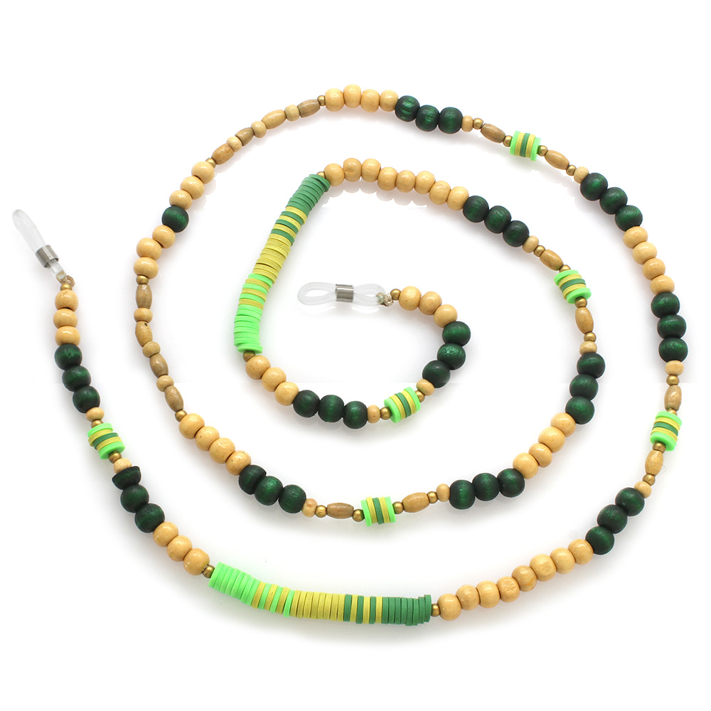 El Yapımı Yeşil Renk Geçişli Etnik Ahşap Kombinli Otantik Gözlük Askısı - 2