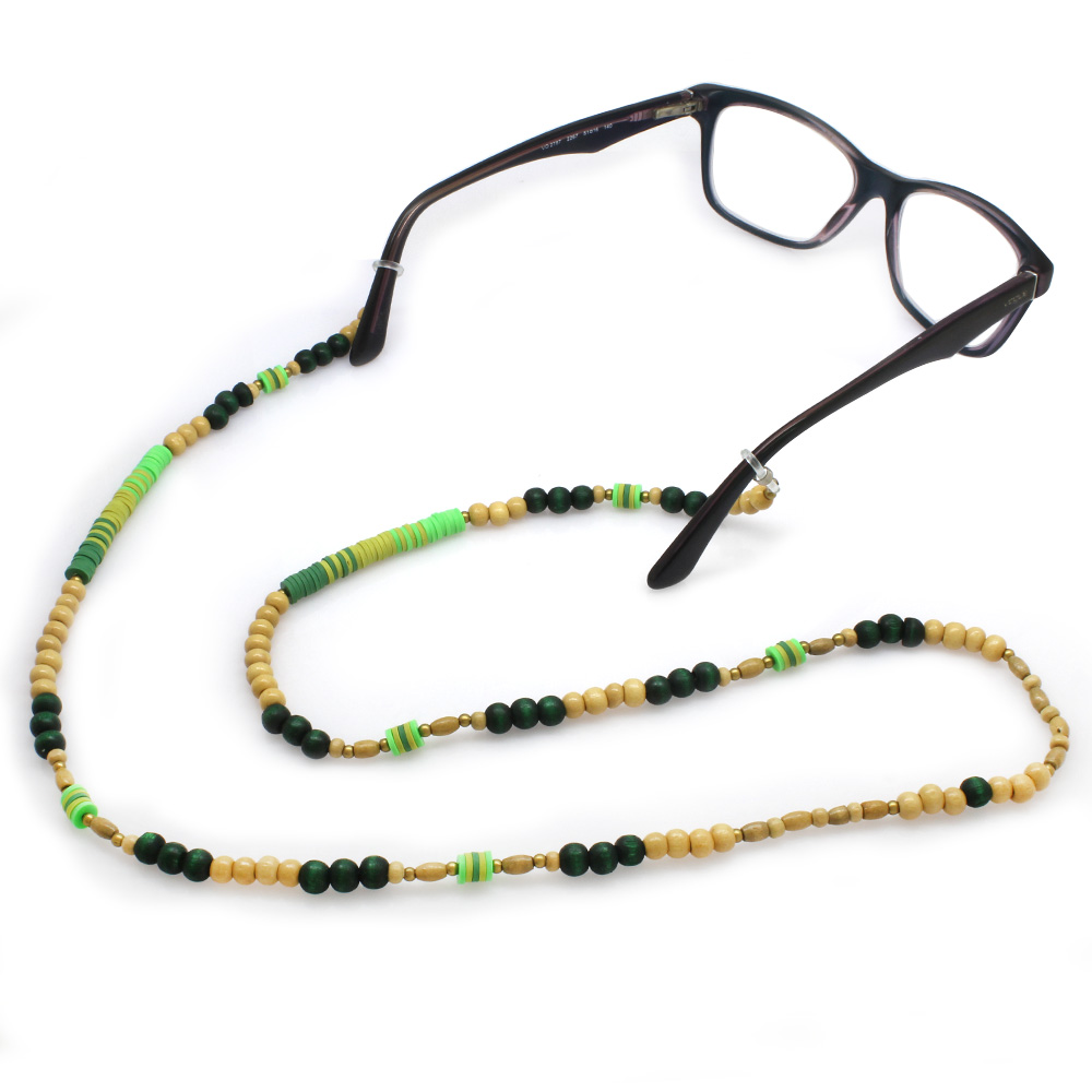 El Yapımı Yeşil Renk Geçişli Etnik Ahşap Kombinli Otantik Gözlük Askısı - 1