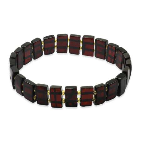 Elegance Tasarım Kırmızı Renkli Doğal Damla Kehribar Rolex Kadın Bileklik - Tesbihane