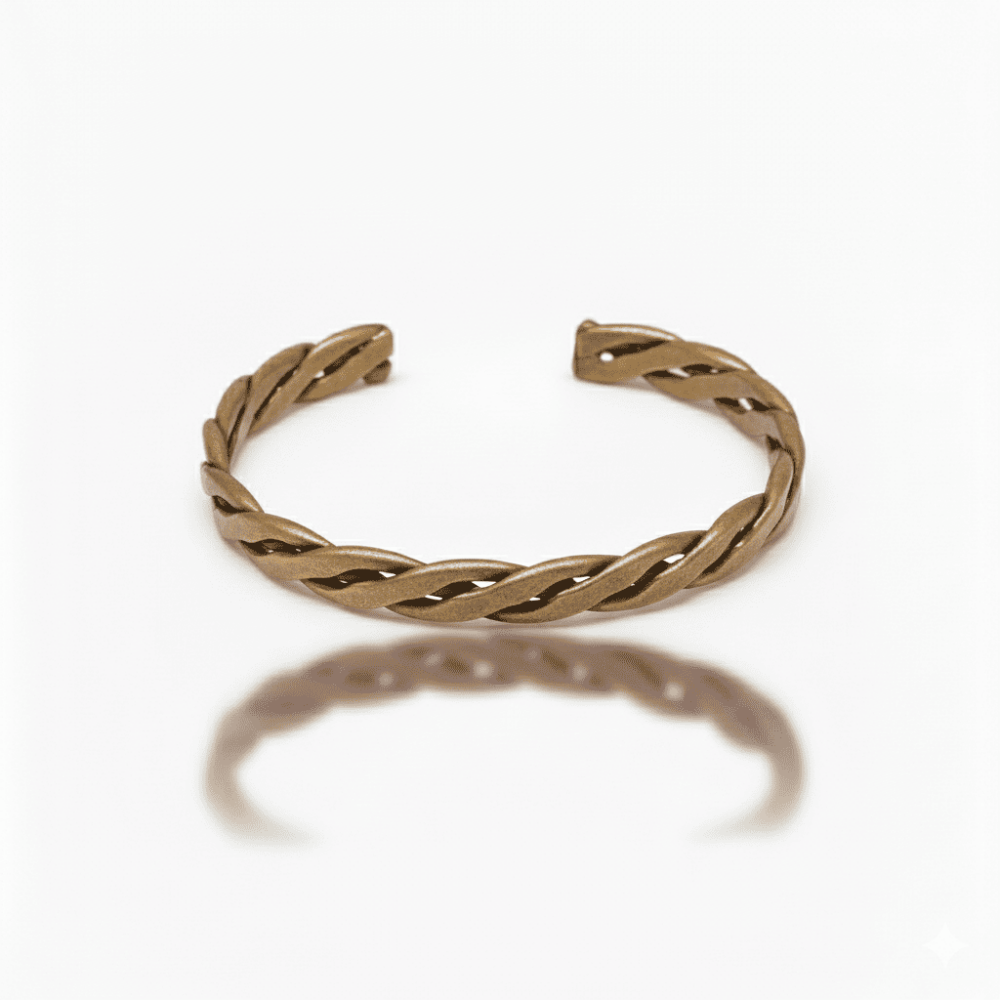 Erkek Bakır Bileklik - Otantik Burma Model - Ayarlanabilir Yapı - 4