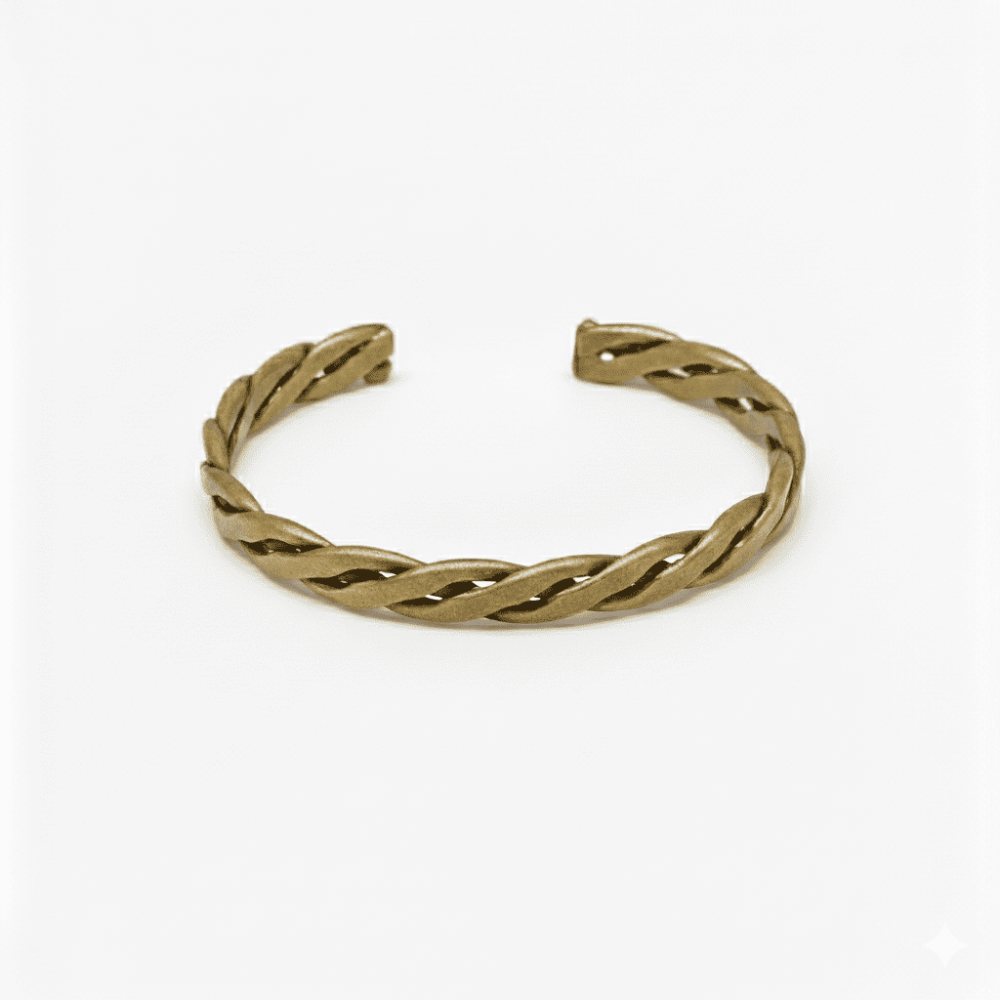 Erkek Bakır Bileklik - Otantik Burma Model - Ayarlanabilir Yapı - 5