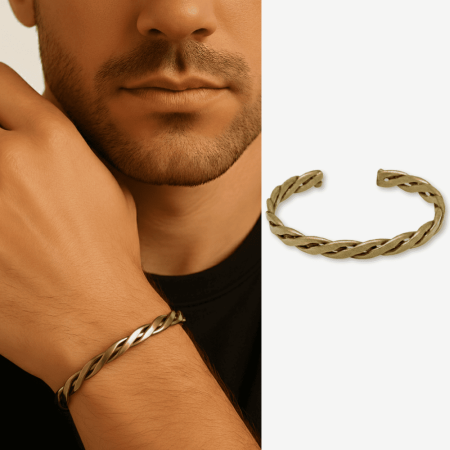 Erkek Bakır Bileklik - Otantik Burma Model - Ayarlanabilir Yapı - Tesbihane