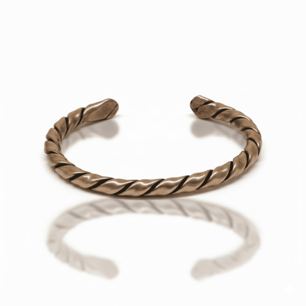 Erkek Bakır Bileklik - Otantik Oval Burma Tasarım - Ayarlanabilir Yapı - 4