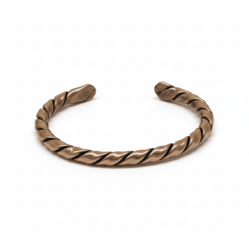 Erkek Bakır Bileklik - Otantik Oval Burma Tasarım - Ayarlanabilir Yapı - 5