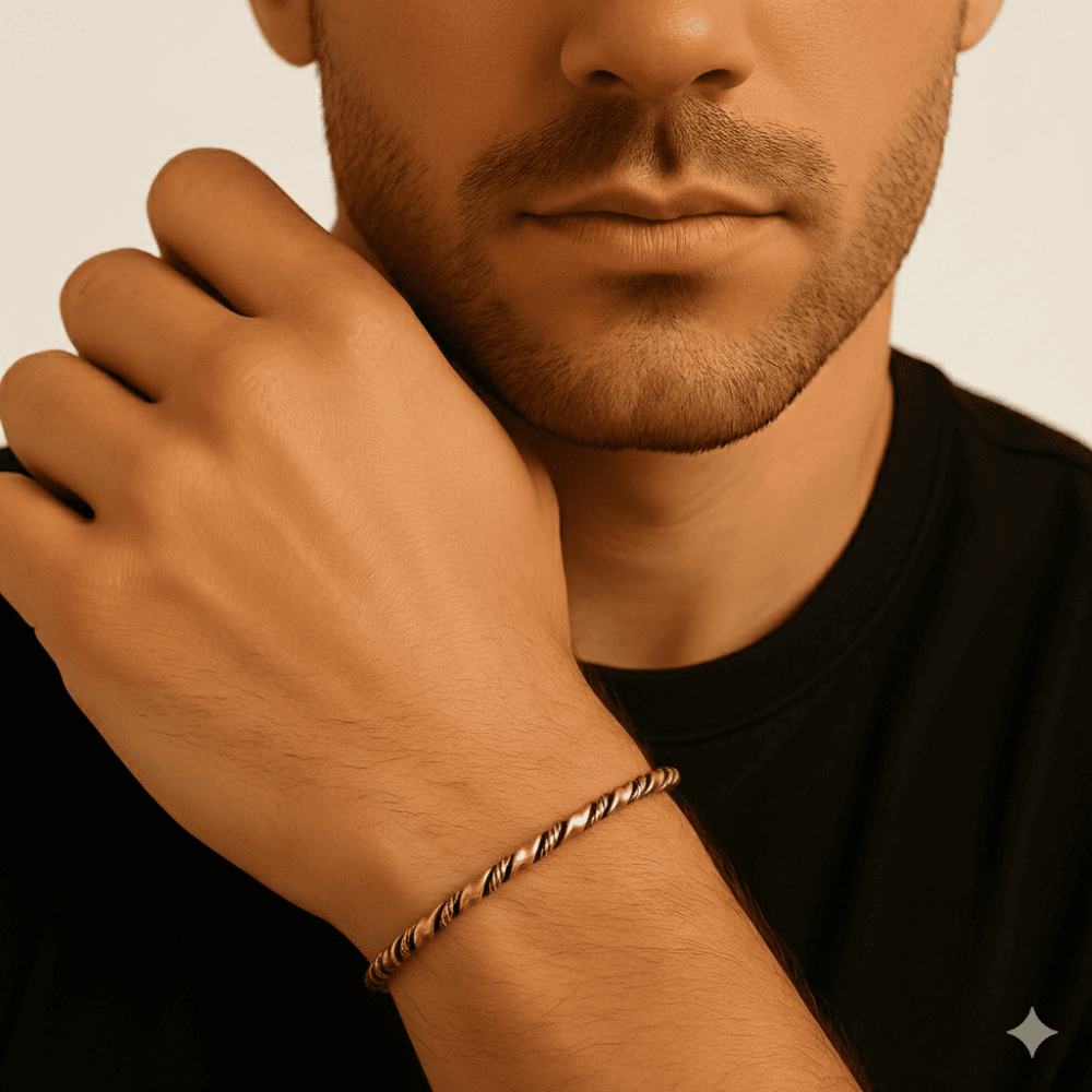 Erkek Bakır Pirinç Bileklik - Otantik Burma Tasarım - Ayarlanabilir Yapı - 2