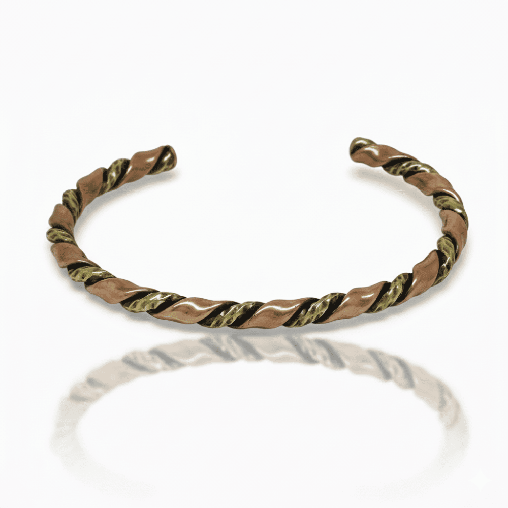 Erkek Bakır Pirinç Bileklik - Otantik Burma Tasarım - Ayarlanabilir Yapı - 4